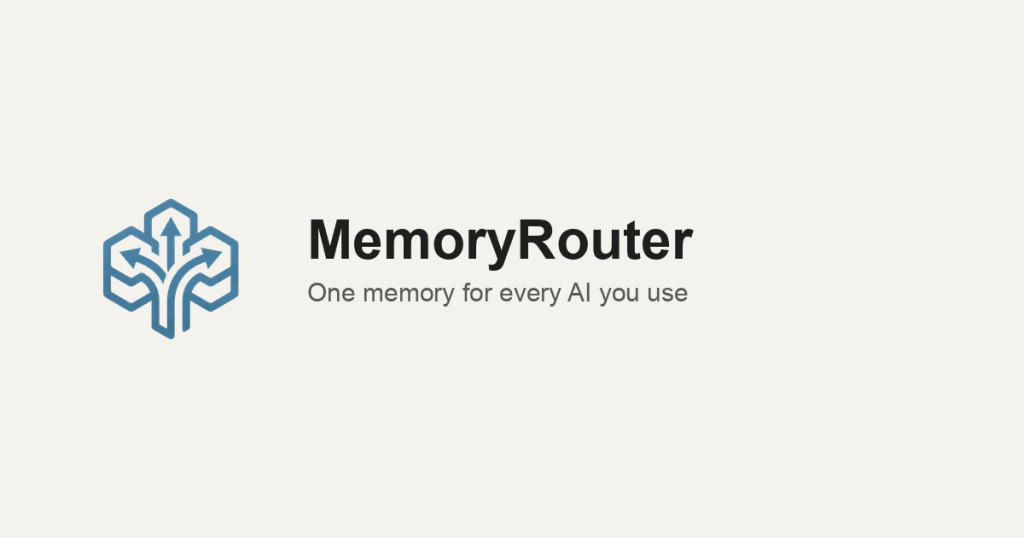 MemoryRouter homepage screenshot, productivity & writing AI tool