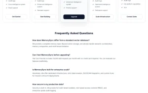 MemorySync pricing page with plans and prices — screenshot of the coding AI tool, 2026-10-01