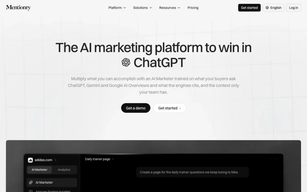 Mentionry homepage — screenshot of the research & search AI tool, Oct 1, 2026