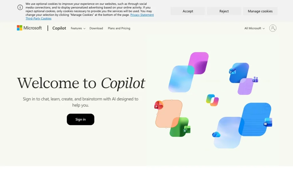 Microsoft Copilot help center — screenshot of the chat assistants AI tool, Oct 1, 2026