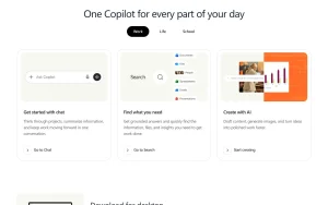 Microsoft Copilot help center — screenshot of the chat assistants AI tool, 2026-10-01