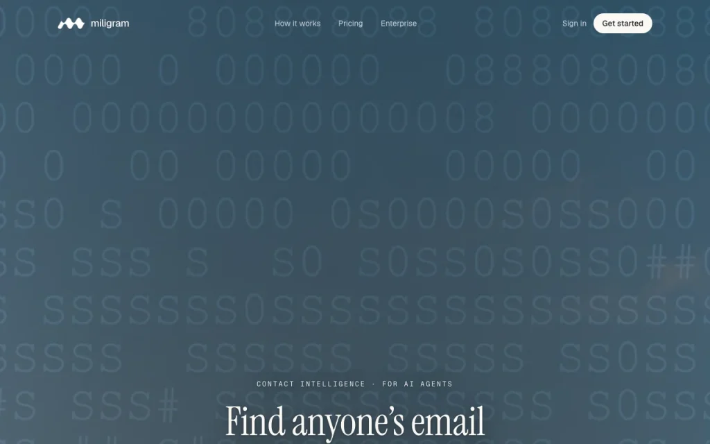 Miligram homepage — screenshot of the research & search AI tool, Oct 2, 2026