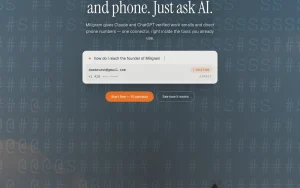 Miligram homepage — screenshot of the research & search AI tool, 2026-10-02
