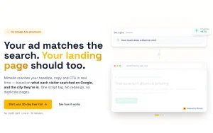 Mimelio homepage — screenshot of the productivity & writing AI tool, 2026-10-01