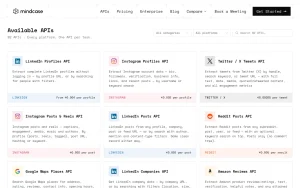 Mindcase API documentation — screenshot of the research & search AI tool, 2026-10-01