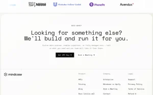 Mindcase homepage — screenshot of the research & search AI tool, 2026-10-01