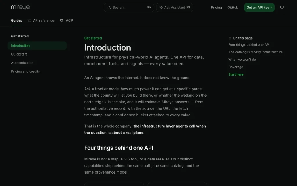 Mireye documentation — screenshot of the research & search AI tool, Oct 1, 2026