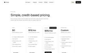 Mireye pricing page with plans and prices — screenshot of the research & search AI tool, 2026-10-01