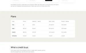 Mireye pricing page with plans and prices — screenshot of the research & search AI tool, 2026-10-01