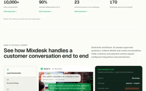 Mixdesk homepage — screenshot of the productivity & writing AI tool, 2026-10-01