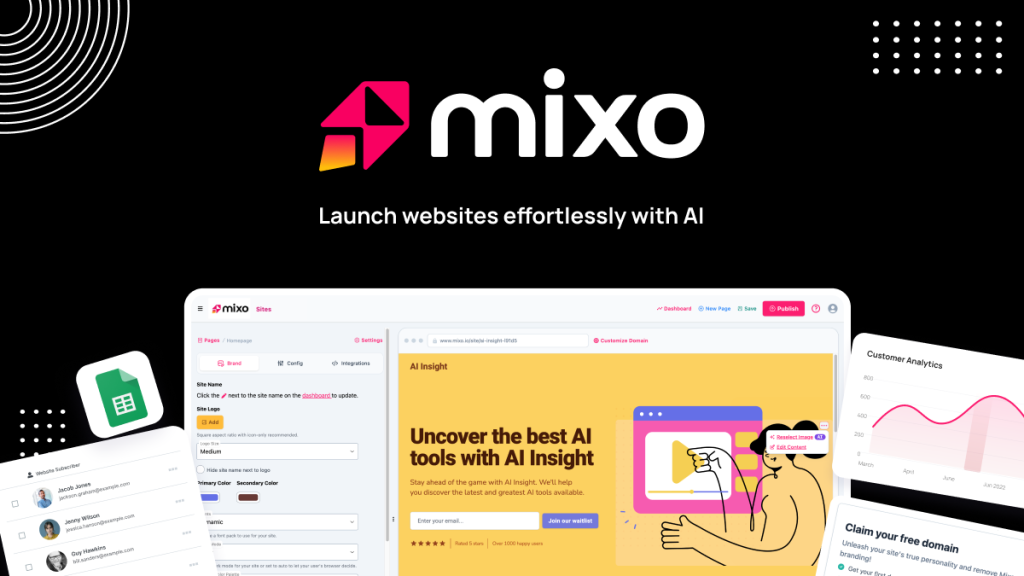 Capture d'écran de la page d'accueil de Mixo, outil d'IA productivité et rédaction
