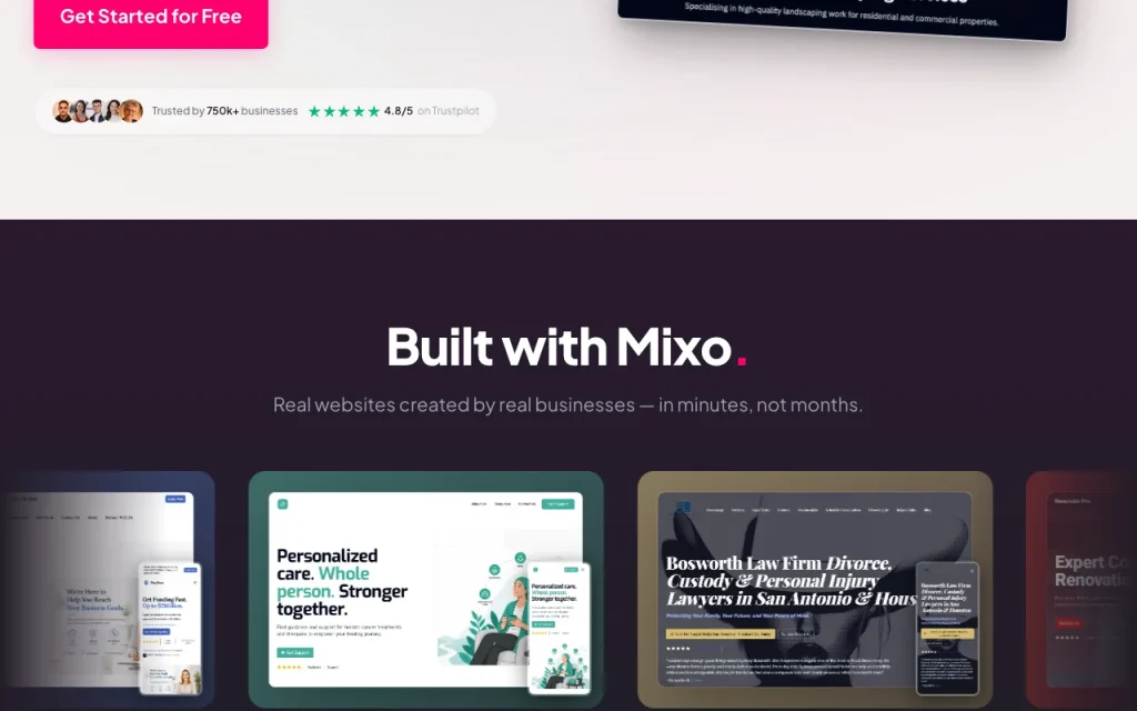 Mixo page d'accueil — capture d'écran de l'outil d'IA productivité et rédaction, Oct 1, 2026