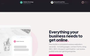 Mixo homepage — screenshot of the productivity & writing AI tool, 2026-10-01