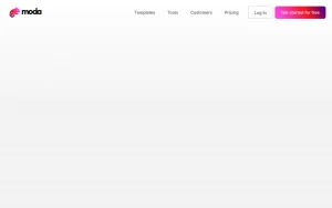 Moda homepage — screenshot of the image generation AI tool, 2026-10-01