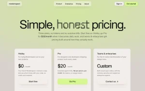 Modeinspect pricing page with plans and prices — screenshot of the coding AI tool, 2026-10-01