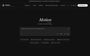Motion homepage — screenshot of the video AI tool, 2026-10-02
