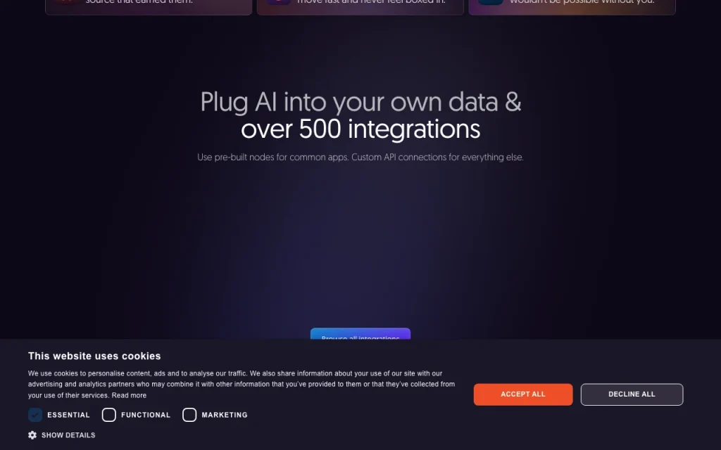 n8n página principal — captura de pantalla de la herramienta de IA productividad y escritura, Oct 1, 2026