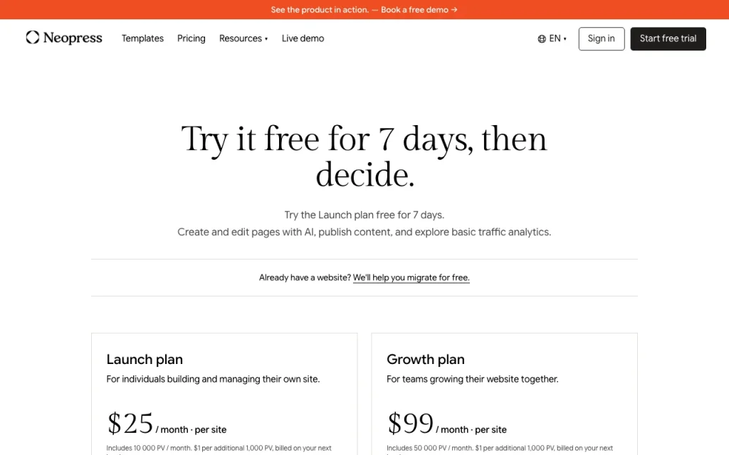 Neopress página de precios con planes y precios — captura de pantalla de la herramienta de IA productividad y escritura, Oct 1, 2026
