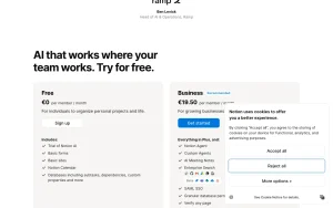 Notion AI homepage — screenshot of the productivity & writing AI tool, 2026-10-01