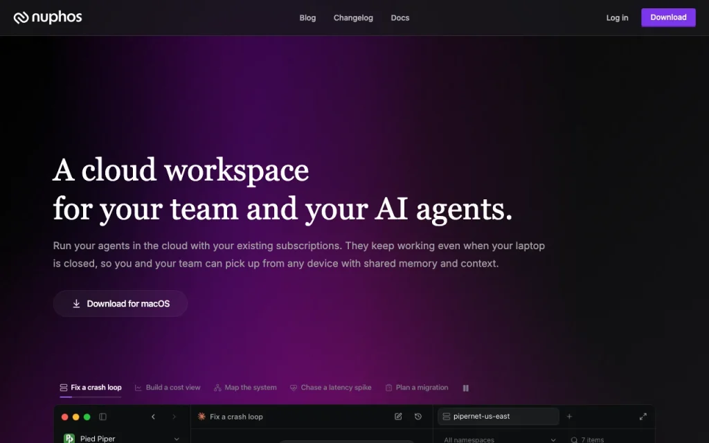 Nuphos homepage — screenshot of the coding AI tool, Oct 1, 2026