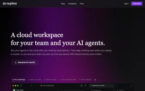 Nuphos homepage — screenshot of the coding AI tool, 2026-10-01