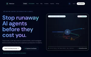 Observyze homepage — screenshot of the coding AI tool, 2026-10-01