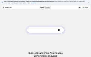 Opal homepage — screenshot of the productivity & writing AI tool, 2026-10-01