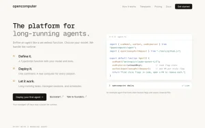 OpenComputer homepage — screenshot of the coding AI tool, 2026-10-02