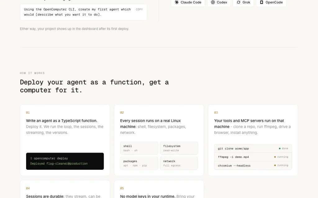 OpenComputer homepage — screenshot of the coding AI tool, Oct 2, 2026