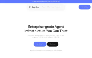 OpenServ (SERV Reasoning) homepage — screenshot of the coding AI tool, 2026-10-01
