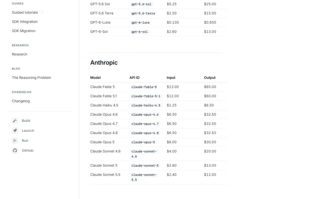 OpenServ (SERV Reasoning) página de precios con planes y precios — captura de pantalla de la herramienta de IA programación, Oct 1, 2026
