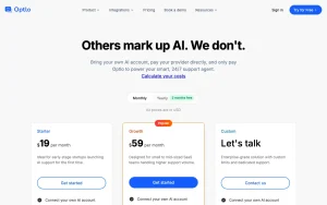 Optlo pricing page with plans and prices — screenshot of the chat assistants AI tool, 2026-10-01