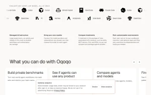 Oqoqo homepage — screenshot of the coding AI tool, 2026-10-01