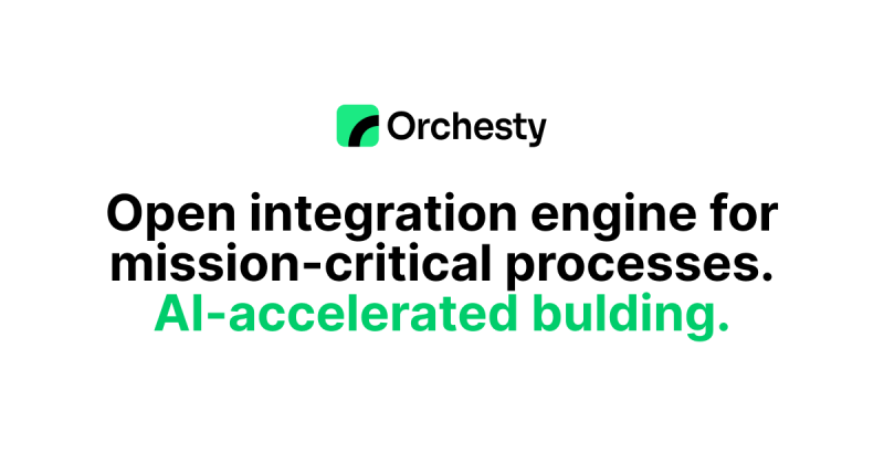 Orchesty homepage screenshot, coding AI tool