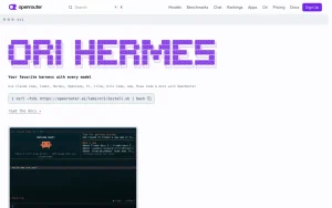 Ori Harness (OpenRouter) homepage — screenshot of the coding AI tool, 2026-10-01