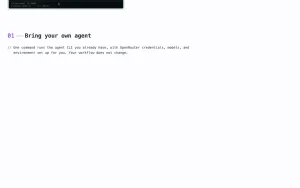 Ori Harness (OpenRouter) homepage — screenshot of the coding AI tool, 2026-10-01