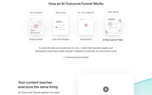 Outcome homepage — screenshot of the productivity & writing AI tool, 2026-10-01