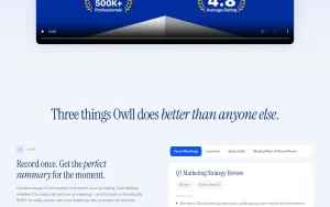 Owll.ai homepage — screenshot of the productivity & writing AI tool, 2026-10-01
