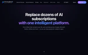 Panzoe pricing page with plans and prices — screenshot of the productivity & writing AI tool, 2026-10-01
