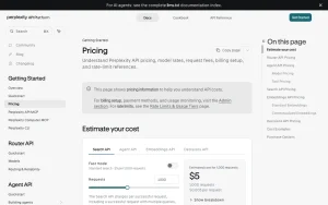 Perplexity API documentation — screenshot of the research & search AI tool, 2026-10-02