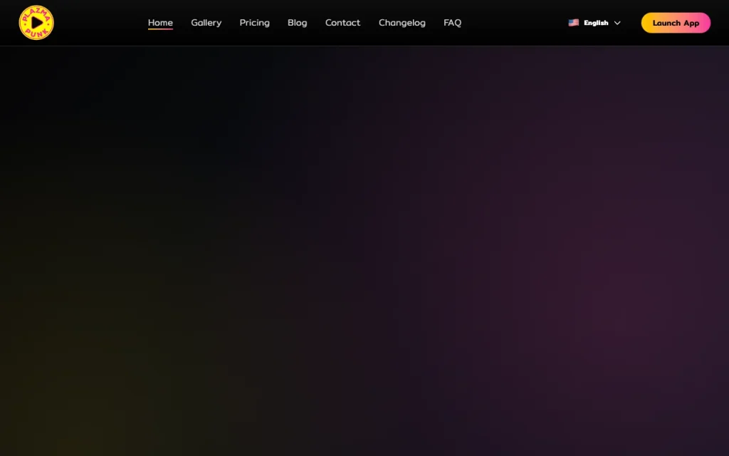 Plazmapunk homepage — screenshot of the video AI tool, Oct 1, 2026