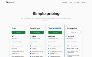 puppyone pricing page with plans and prices — screenshot of the productivity & writing AI tool, 2026-10-01