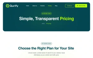 Qurify pricing page with plans and prices — screenshot of the research & search AI tool, 2026-10-01