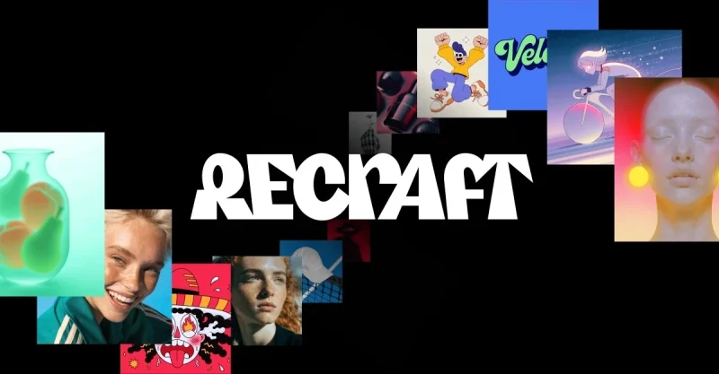 Recraft homepage screenshot, image generation AI tool