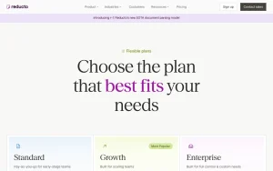 Reducto pricing page with plans and prices — screenshot of the productivity & writing AI tool, 2026-10-01