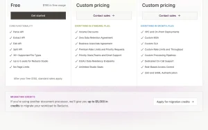 Reducto pricing page with plans and prices — screenshot of the productivity & writing AI tool, 2026-10-01