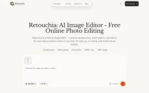 Retouchia homepage — screenshot of the image generation AI tool, 2026-10-01