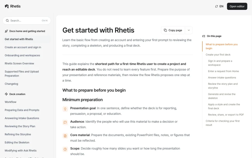 Rhetis Dokumentation – Screenshot des KI-Tools produktivität & schreiben, Oct 1, 2026