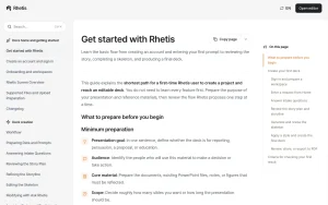 Rhetis documentation — screenshot of the productivity & writing AI tool, 2026-10-01
