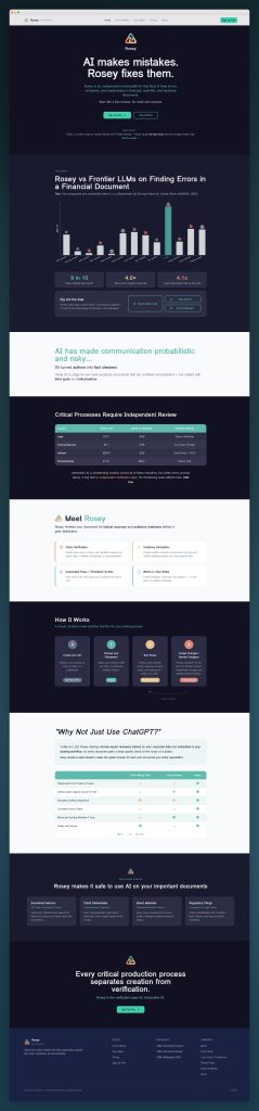 Rosey (by InSummary) homepage screenshot, productivity & writing AI tool